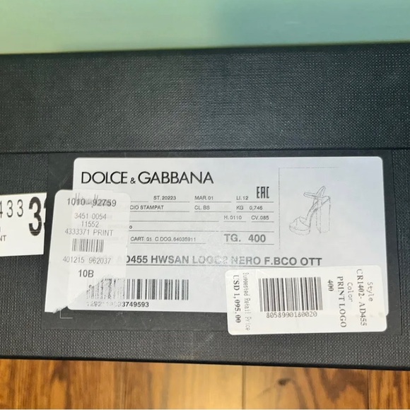 SOLD!!! 1095 Dolce & Gabbana Keira Scribble Logo Platform Sandals - 10 B US - Picture 8 of 11